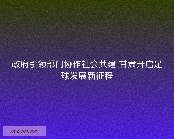 政府引领部门协作社会共建 甘肃开启足球发展新征程