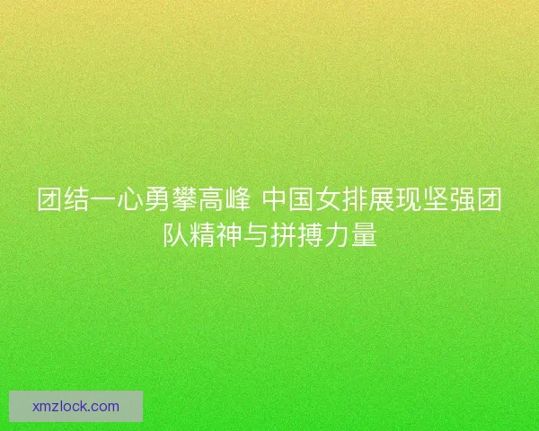 团结一心勇攀高峰 中国女排展现坚强团队精神与拼搏力量 团结一心勇攀高峰 中国女排展现坚强团队精神与拼搏力量